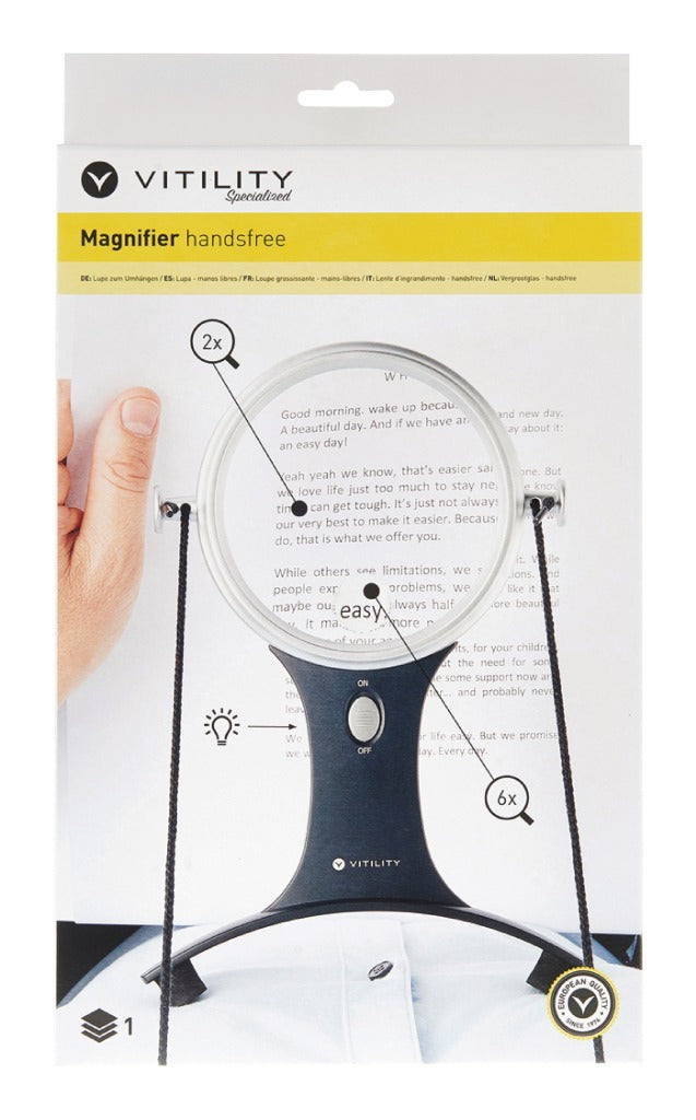 Vitility Hands-free Magnifying Glass with Light VIT-80410010 - Ideal for Reading