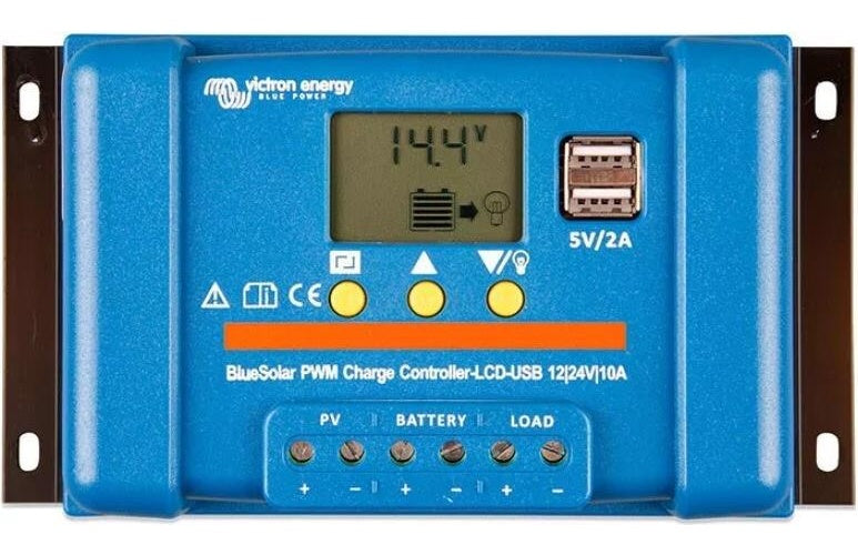 Victron Energy Blue-Solar PWM-LCD&USB Laderegler PWM 12 V, 24 V 10 A (SCC010010050) - 8719076046189 - image 1