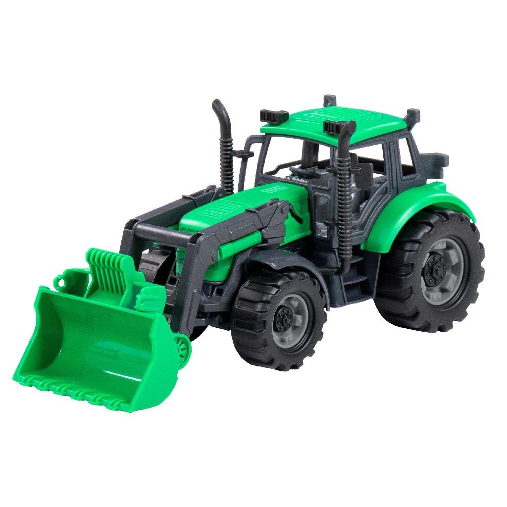 Farmer Friction Tractor + Loader Green/Black 1:32