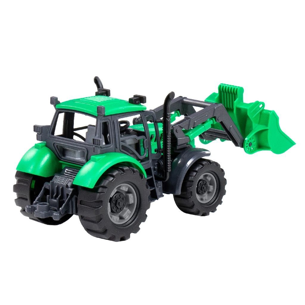 Farmer Friction Tractor + Loader Green/Black 1:32
