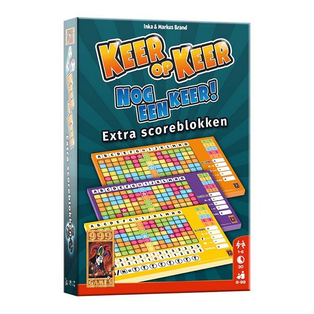 999 Games Keer Op Keer Score Pads - 3 Pieces for Dice Game - Ages 8+