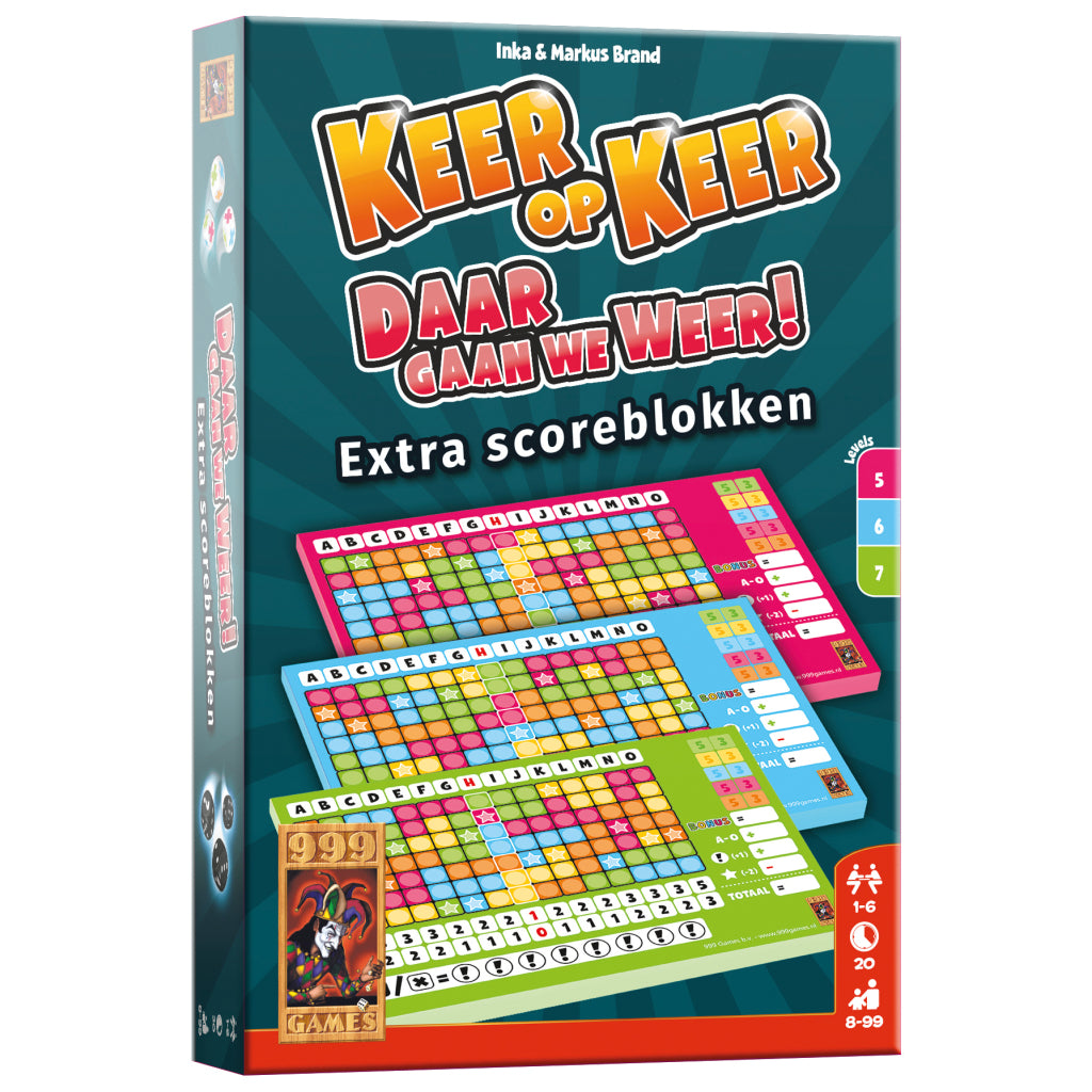 999 Games Keer op Keer Level 5-7 Score Pads for 1-6 Players, Ages 8+