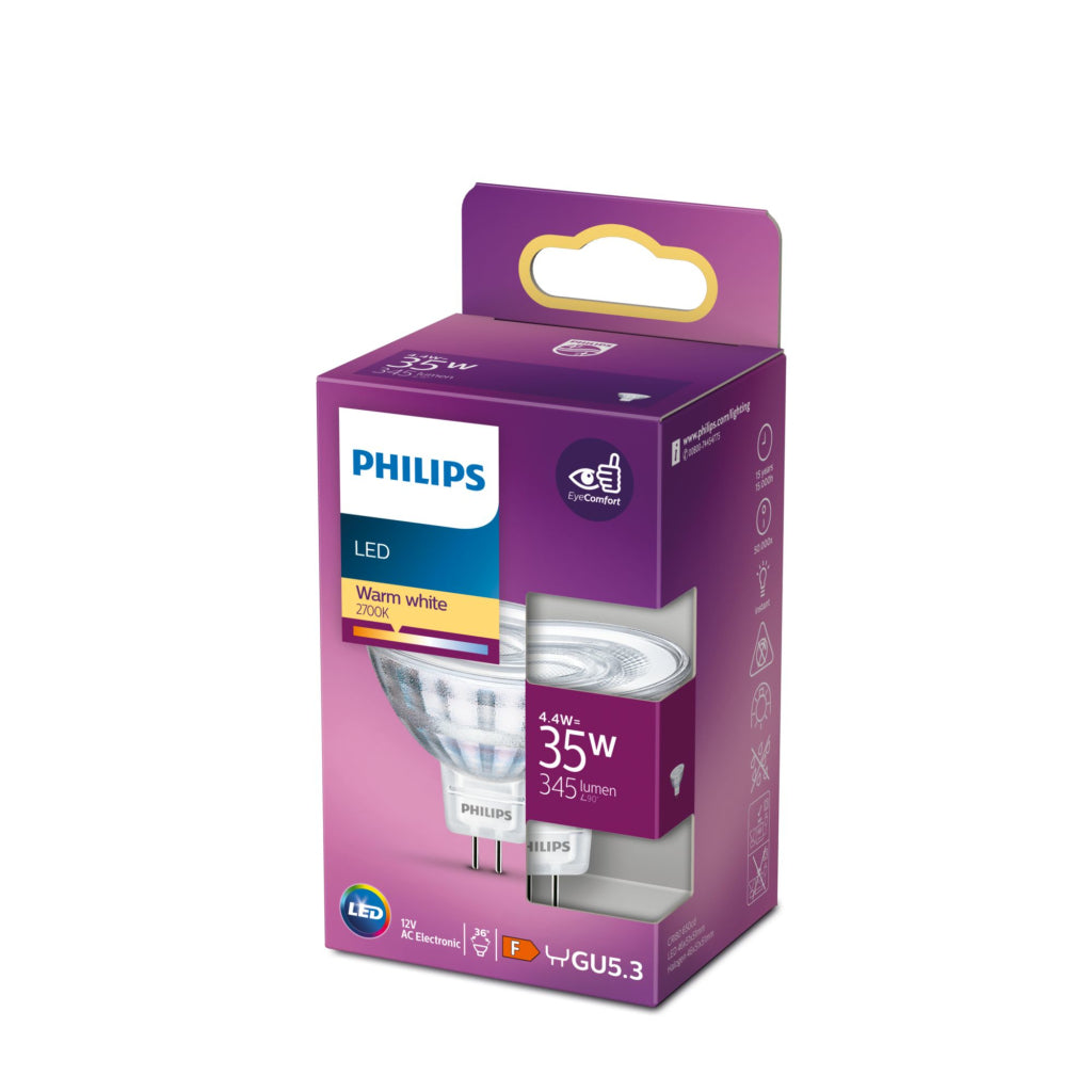 Philips LED 35W MR16 GU5.3 - Warm White Light 36d