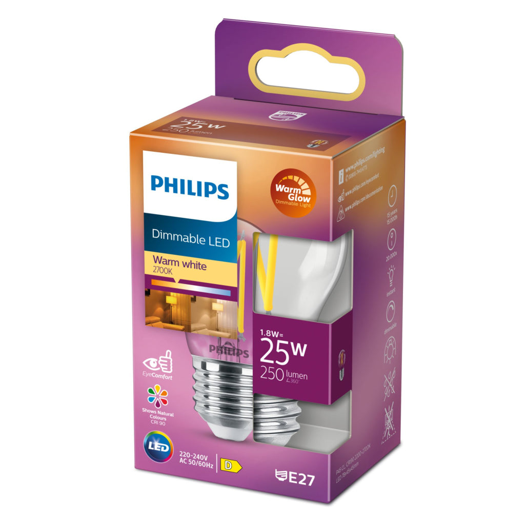 Philips Phil Led Cl P45 Cl Wgd 25w E27 - Dimmable Warm White LED Bulb