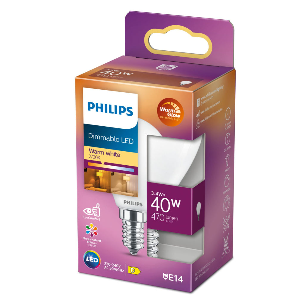 Philips LED P45 40W E14 Dimmable - Warm White