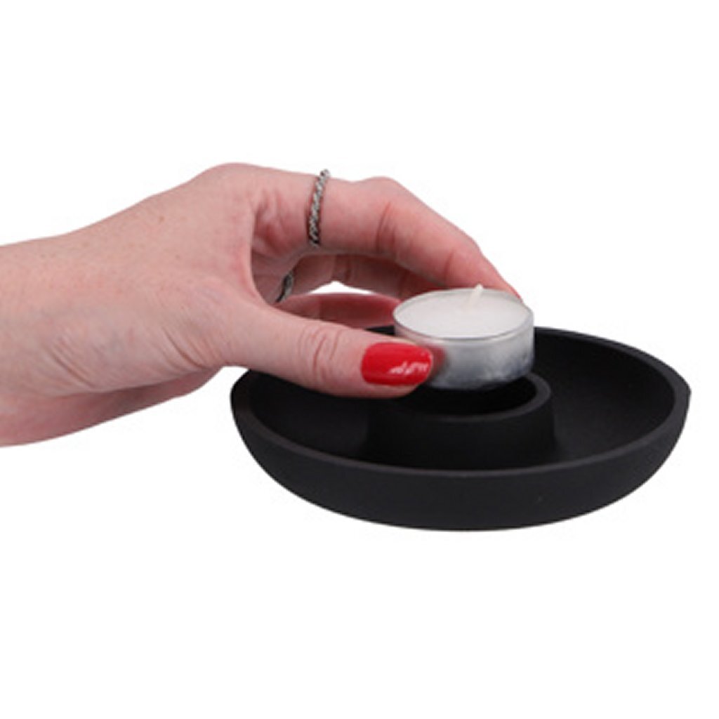 Black Aluminium Candle Holder 13.5x13.5x2.5 cm