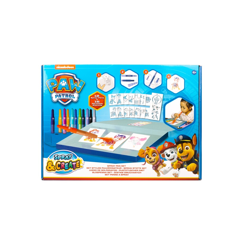 Paw Patrol Spray and Create Spray Pen Set Deluxe - 12 Pens and Stencils