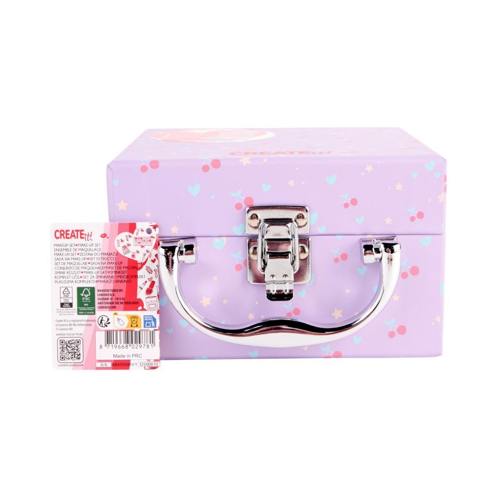Create It Makeup Case Purple with Mirror and Makeup Accessories