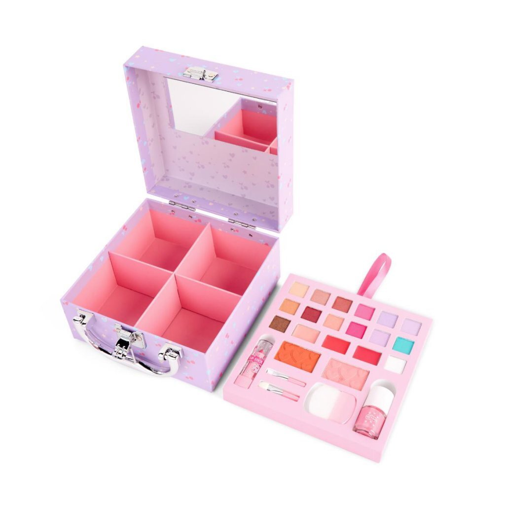 Create It Makeup Case Purple with Mirror and Makeup Accessories