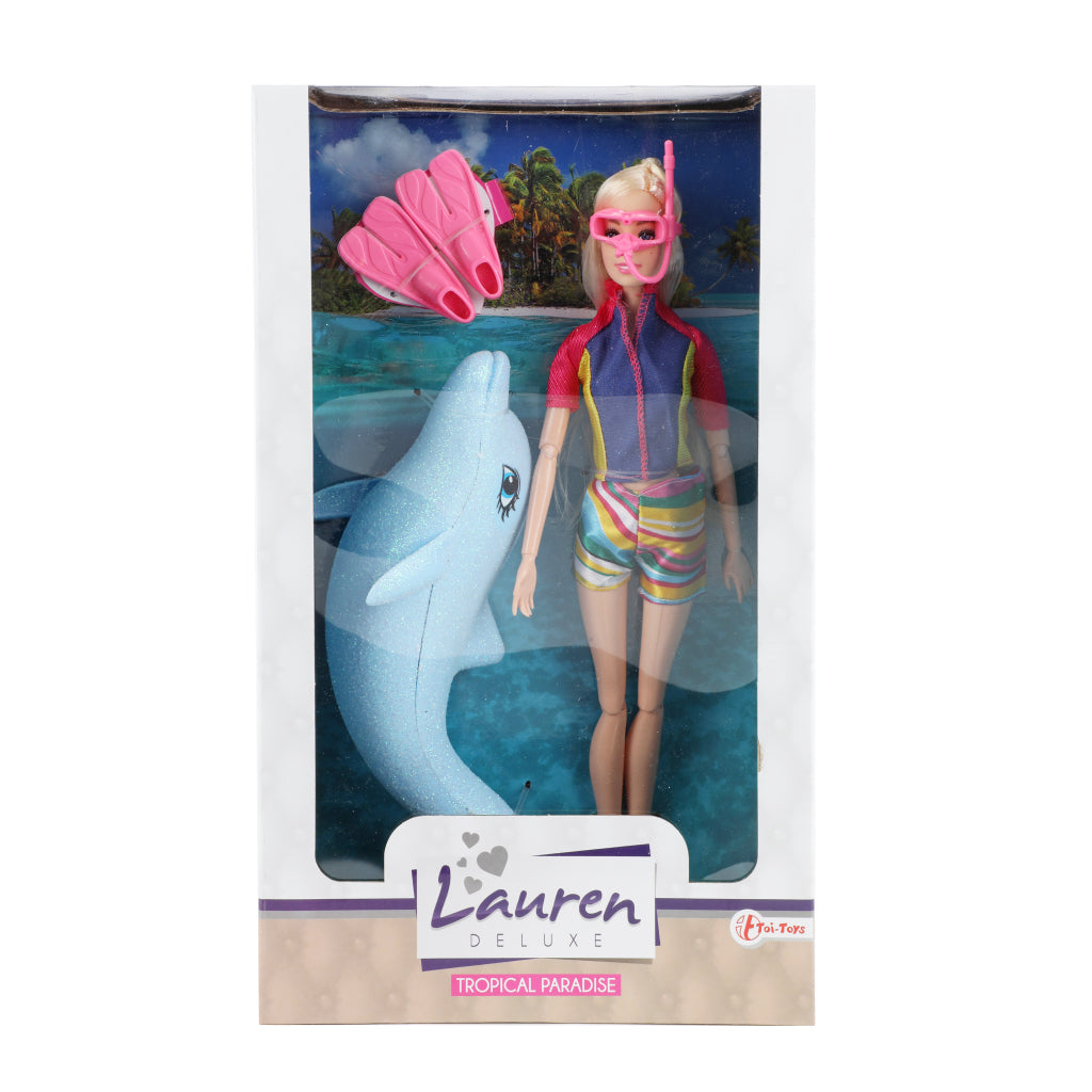Lauren Deluxe Teen Doll Diver with Glitter Dolphin - Bath Playset