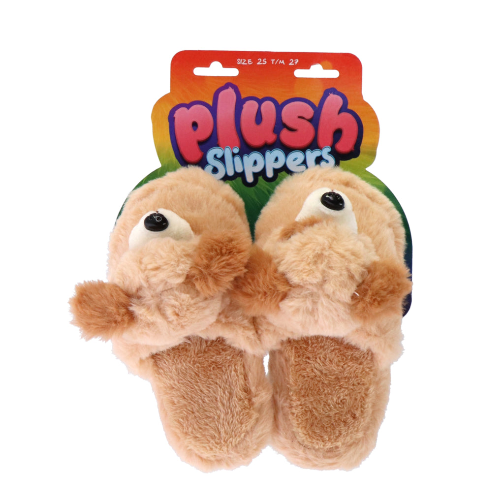 Plush Children's Slippers Dog Size 25-27 Beige