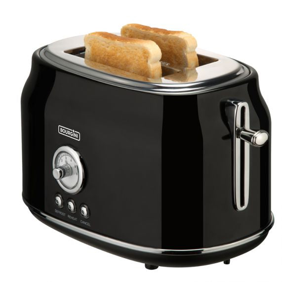 Bourgini Retro Toaster Black, 2 Slices, 815W