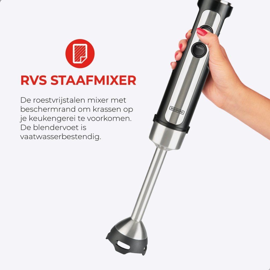 Bourgini Classic Hand Blender Set Stainless Steel/Black