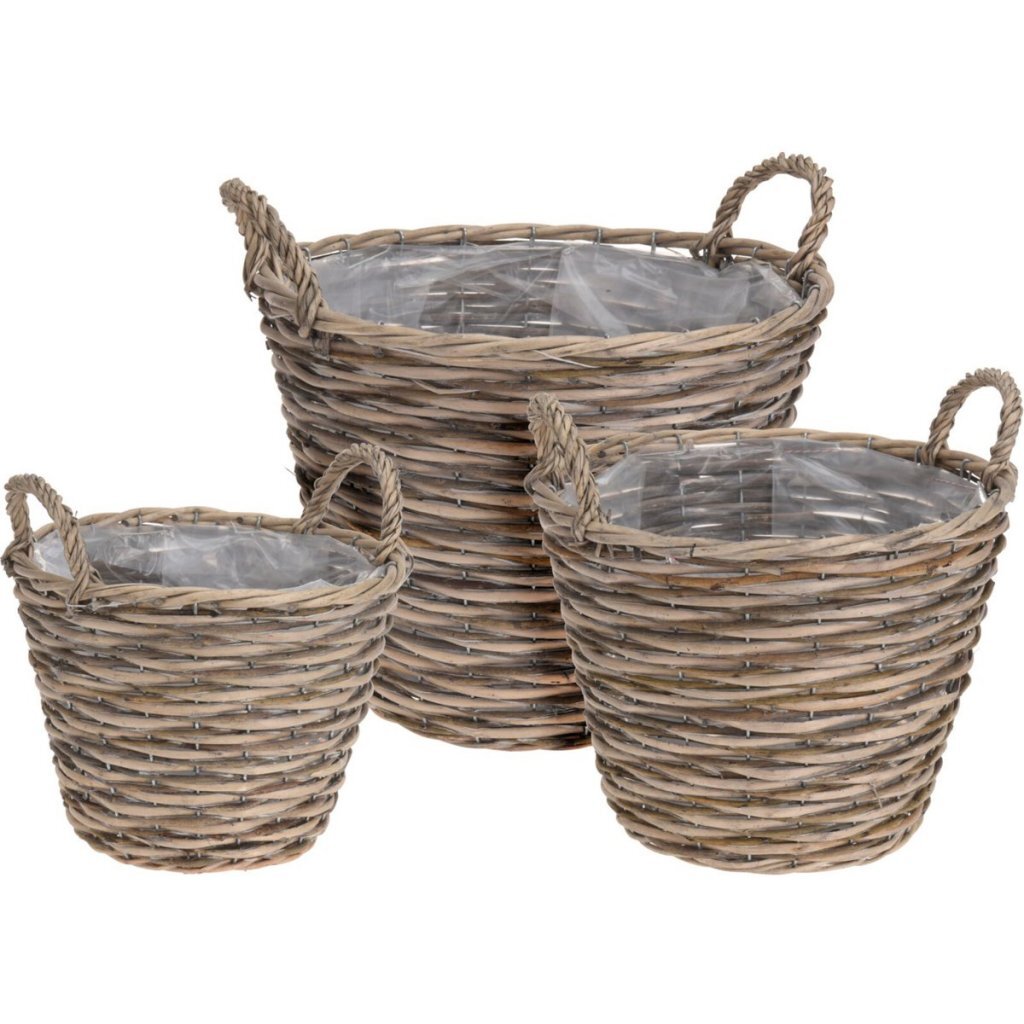 Round Willow Plant Baskets Set of 3