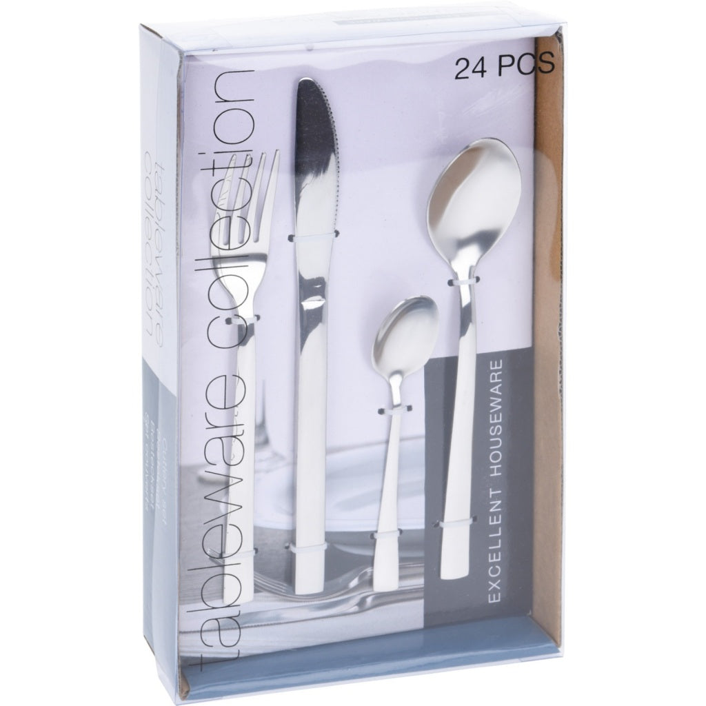 Excellent Houseware 24-Piece Stainless Steel Cutlery Set - Rust-Free, Complete Set for 4