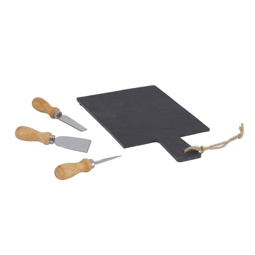 Excellent Houseware Slate Cheese Board with 3 Cheese Knives 33x17 cm