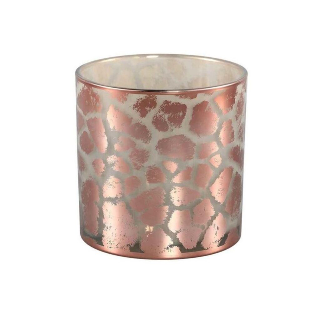 Desiree Giraffe Print Tealight Holder 15 cm Glass/Pink