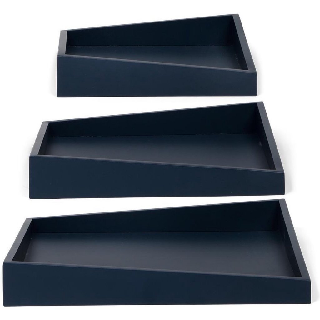 Senza Wooden Serving Trays Set of 3 Blue 30 cm