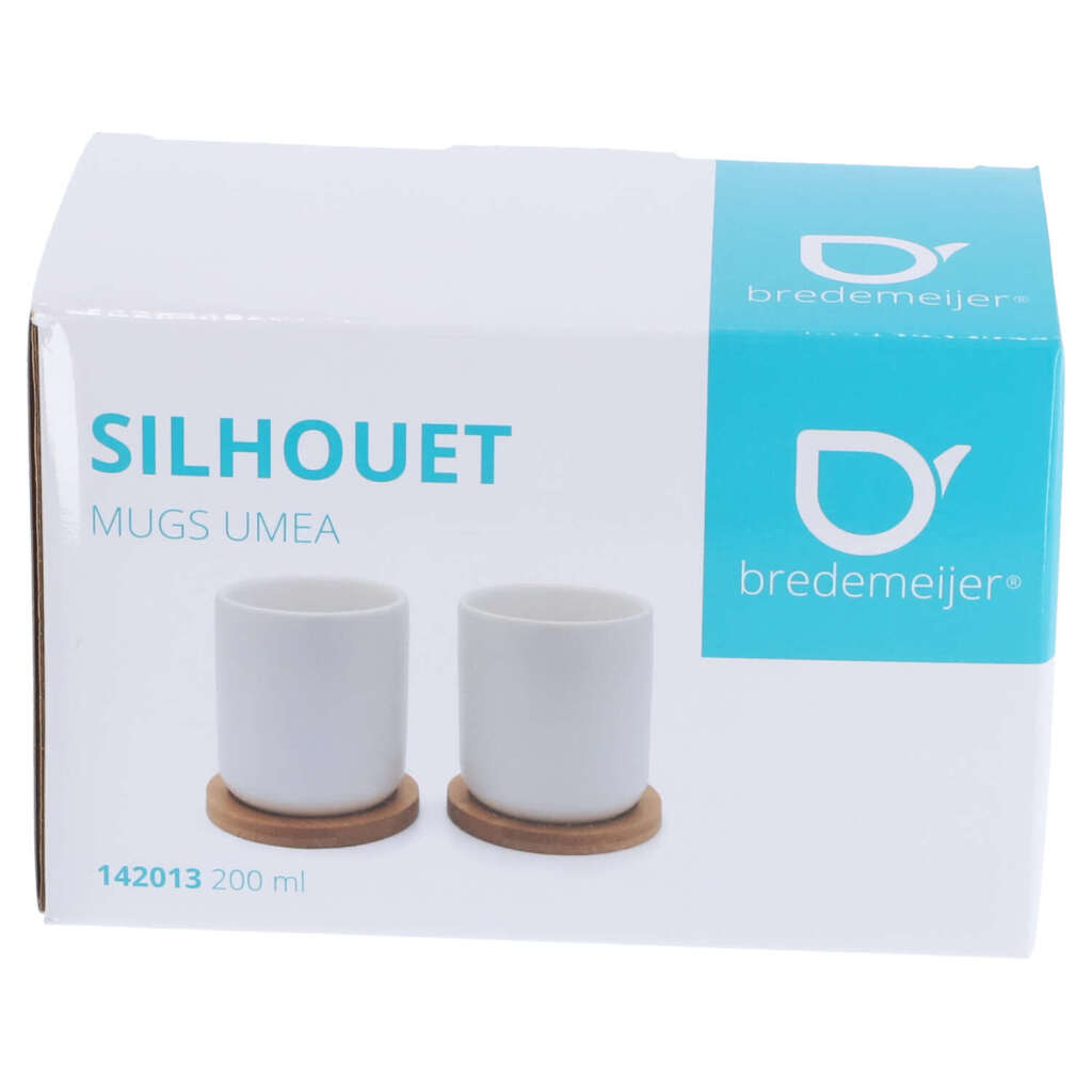 Bredemeijer Umea Tea Mugs 200 ml 2 Pieces Bamboo/White Ceramic