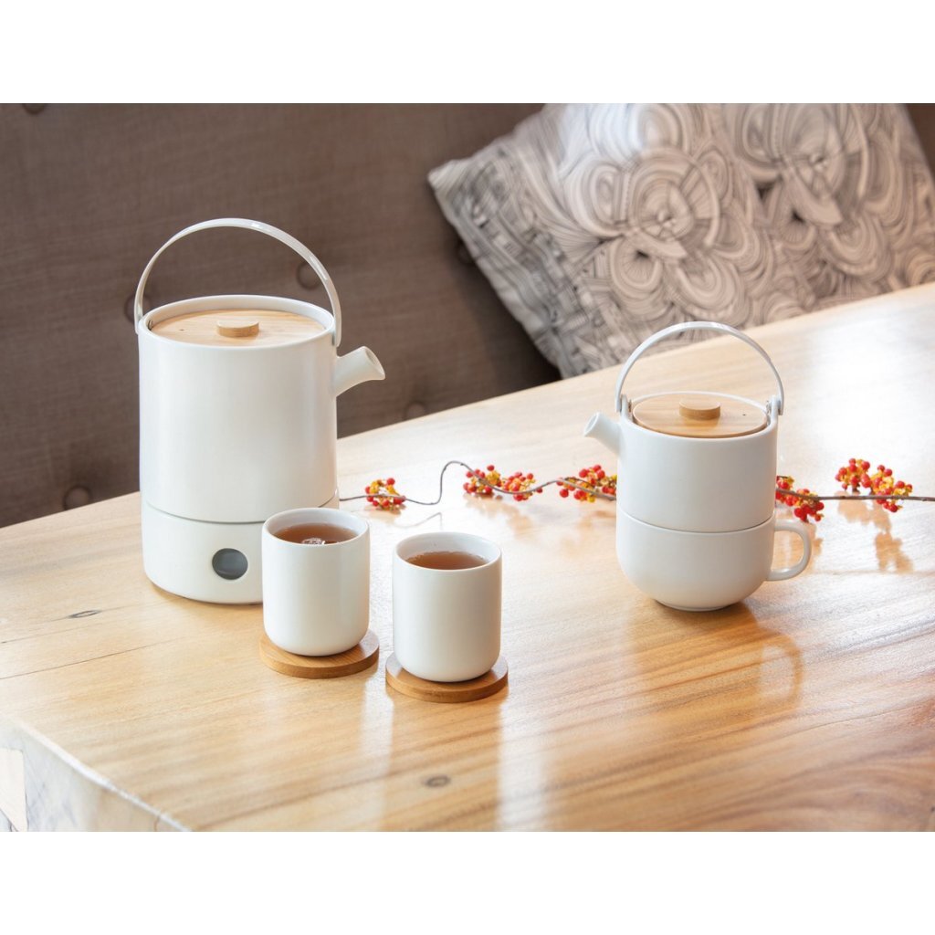 Bredemeijer Umea Tea Mugs 200 ml 2 Pieces Bamboo/White Ceramic