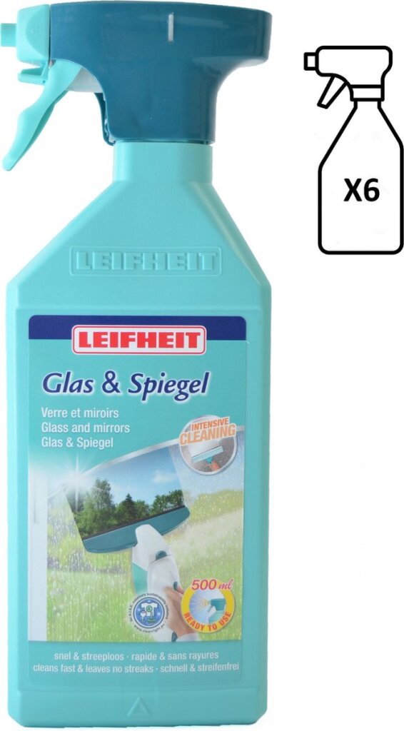 Leifheit Glass and Mirror Cleaner Spray 6 x 500 ml
