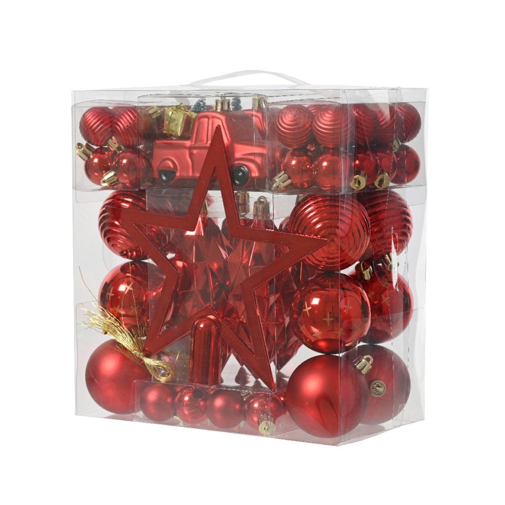 Decoris Christmas Tree Decoration 67-piece Red