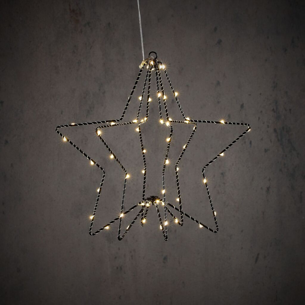 Hanging LED Star 32x30 cm 60 LEDs Black
