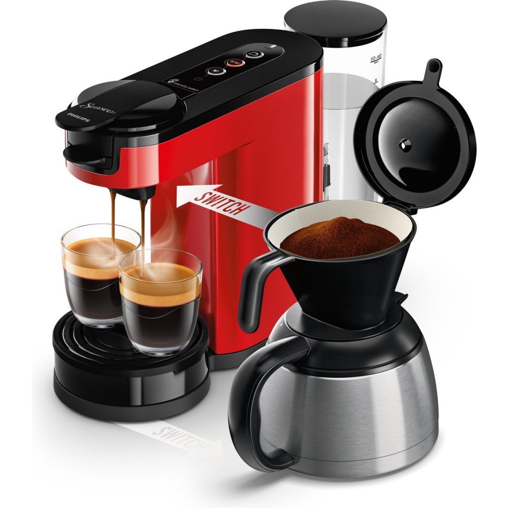 Philips HD6592/84 Pod and Filter Coffee Machine 1450W Red/Black