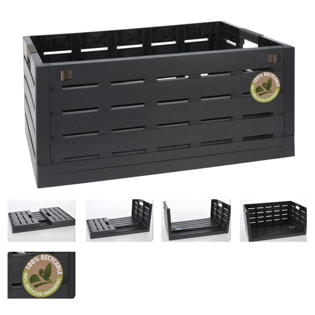 Folding Crate 60 Liters Anthracite - 100% Recyclable Storage 59x38x27.5