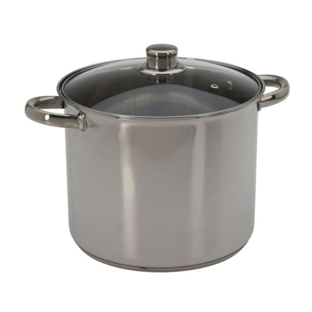 Excellent Houseware Pan with Glass Lid 9 L Stainless Steel - Gas, Electric, Halogen