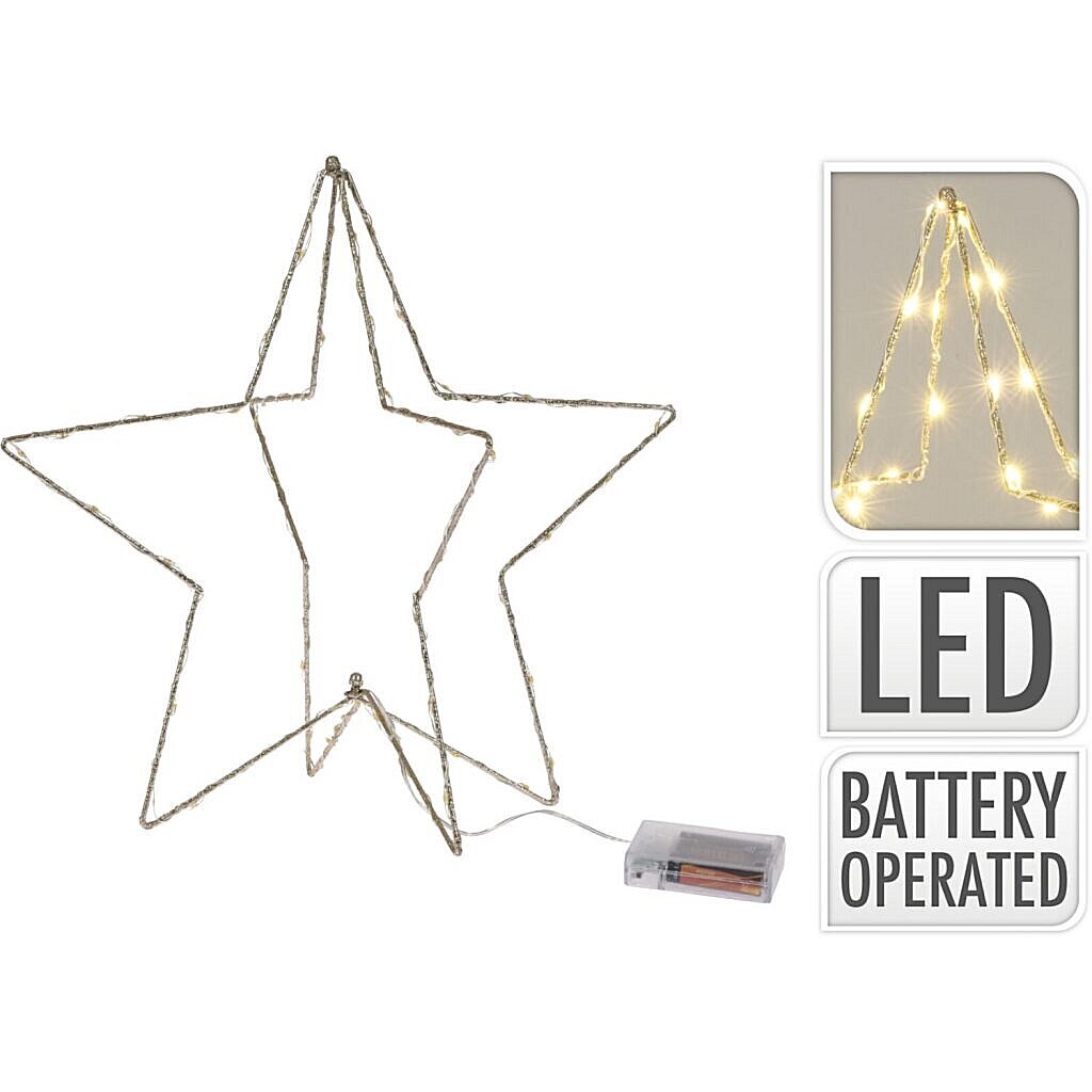 Decorative Christmas Star - Battery-Operated LED - 37 cm - Gold