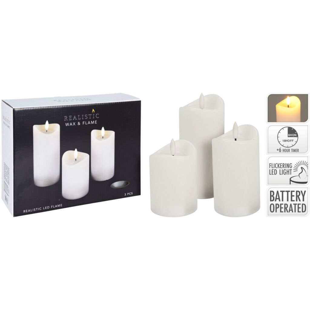 LED Candles Set of 3 White