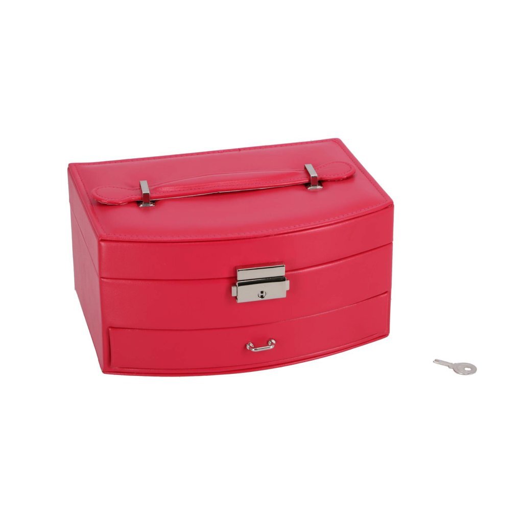 Pink Deluxe Jewelry Box with Mirror and Storage Compartments