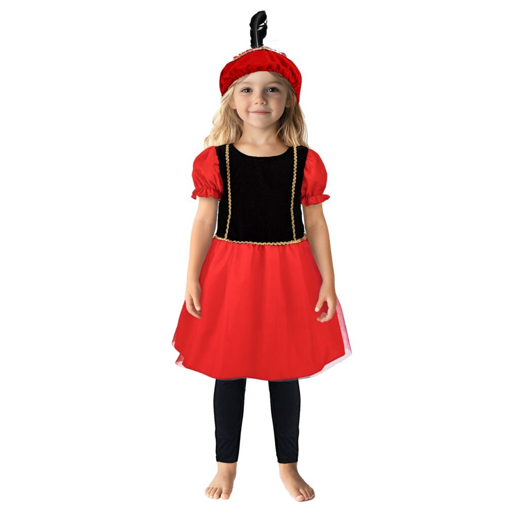 Sinterklaas Helper Dress 110-116 Black/Red