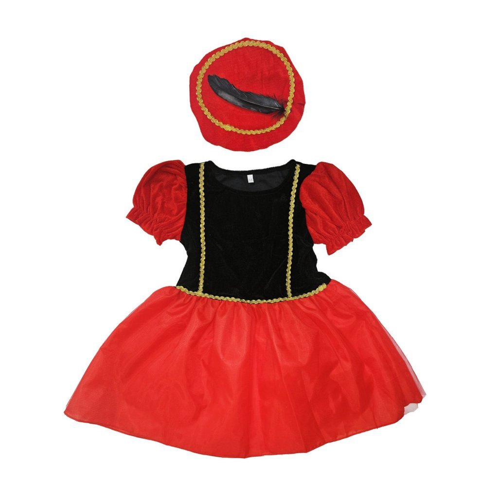 Sinterklaas Helper Dress 110-116 Black/Red
