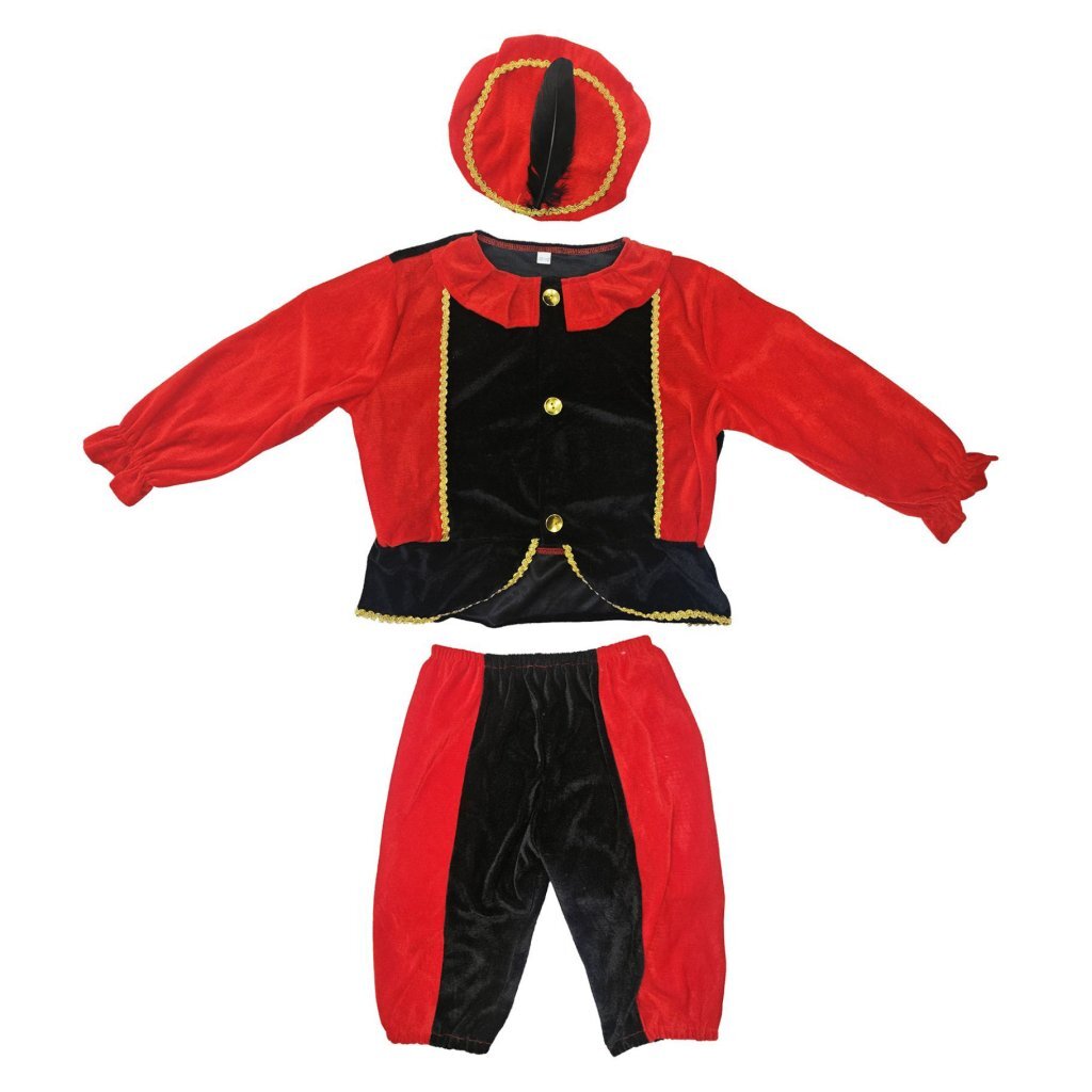 Sinterklaas Helper Costume 98-104 - Black/Red