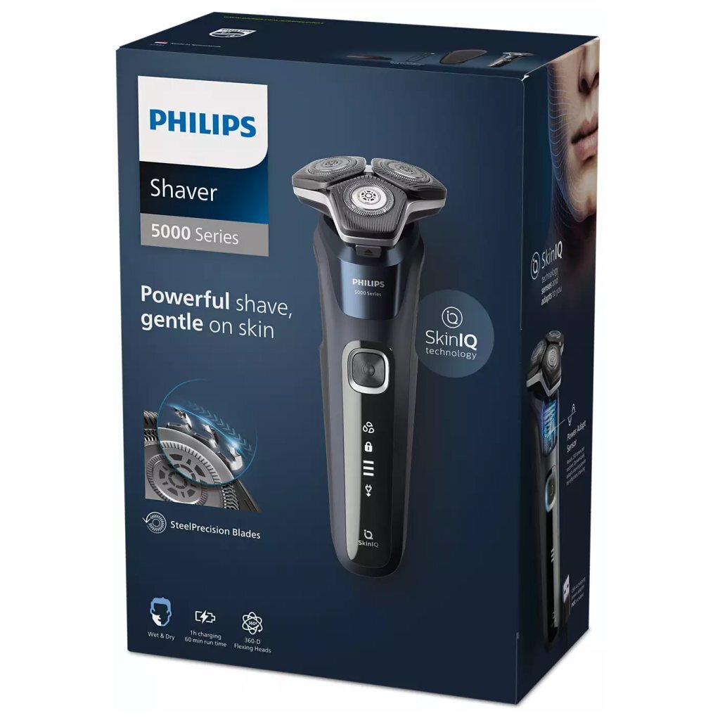 Philips S5885/35 Shaver Series 5000 Blue - 45 Self-Sharpening Blades - Wet & Dry