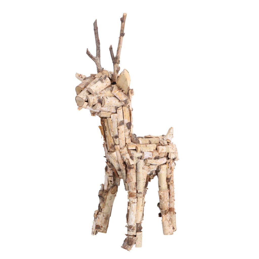 Christmas Decoration Birch Wood Reindeer 60 cm