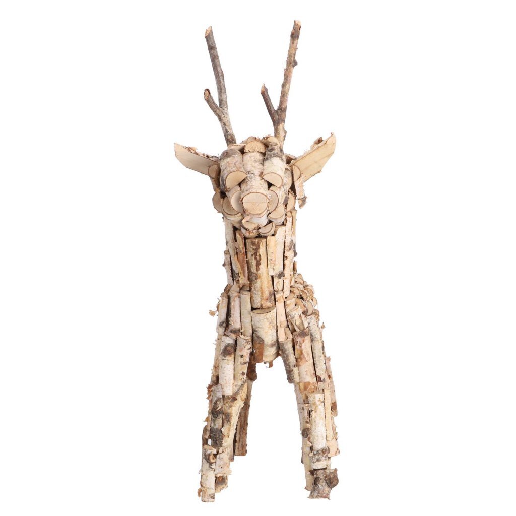Christmas Decoration Birch Wood Reindeer 60 cm