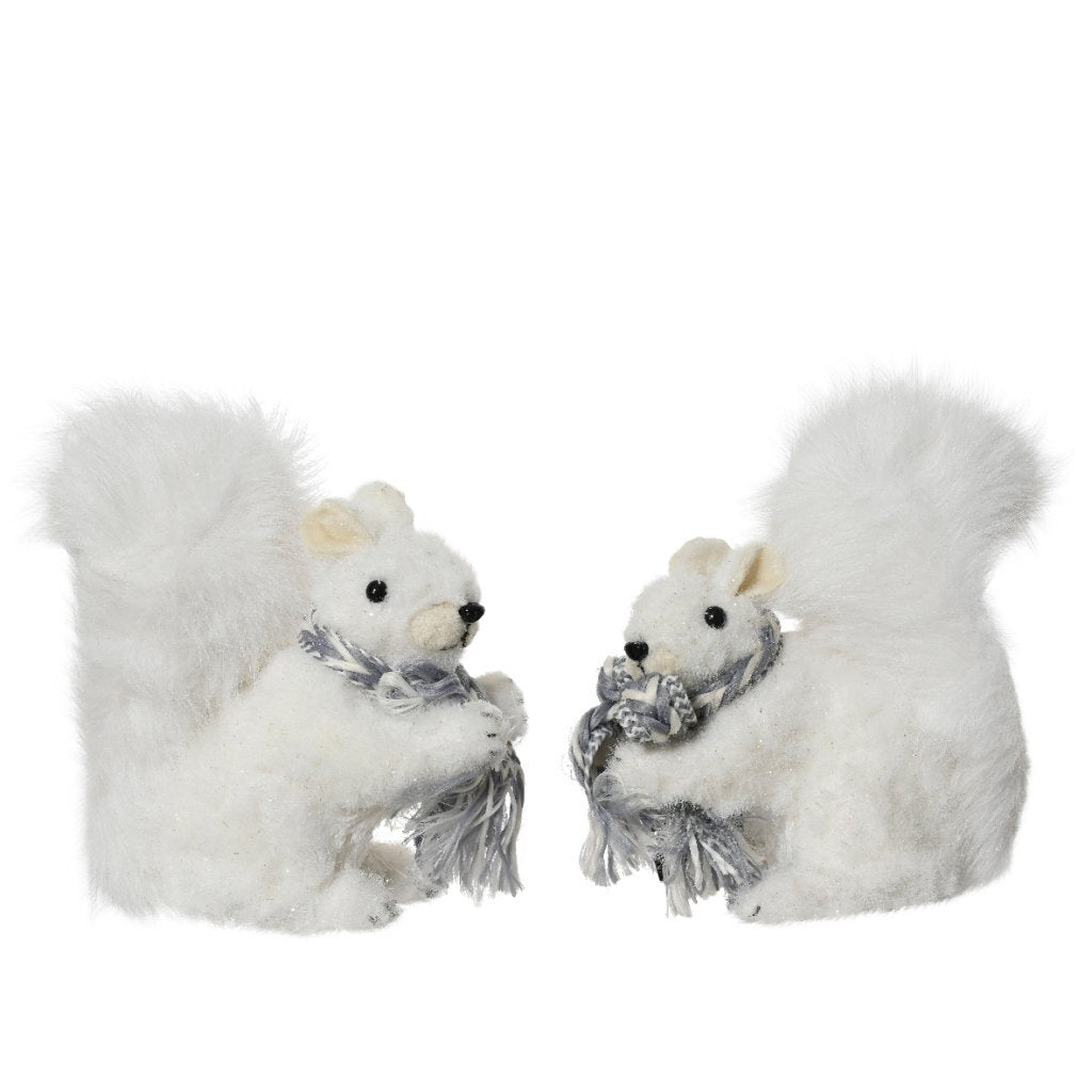 Decoration Squirrel 13x7x15 cm White Assorted