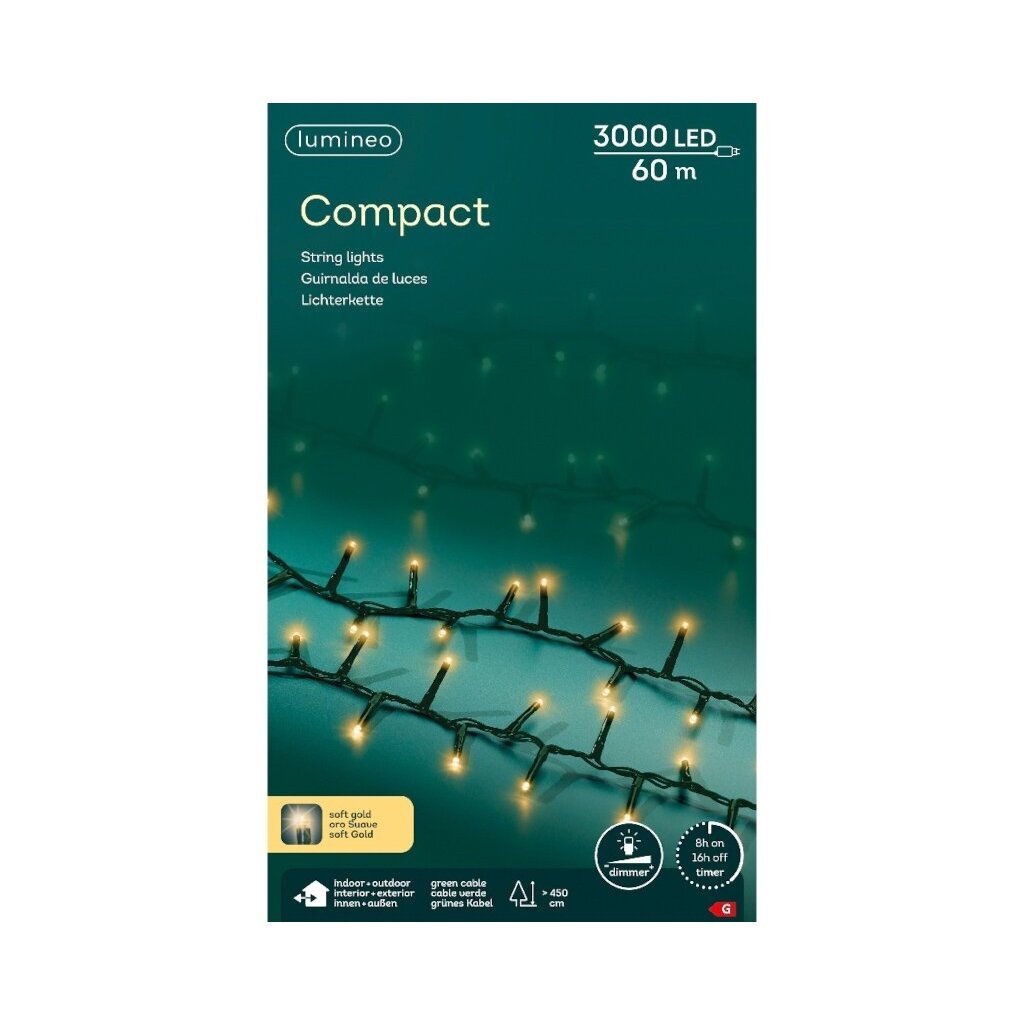 Lumineo LED Compact 3000 LEDs 60 m Green Soft Gold Light