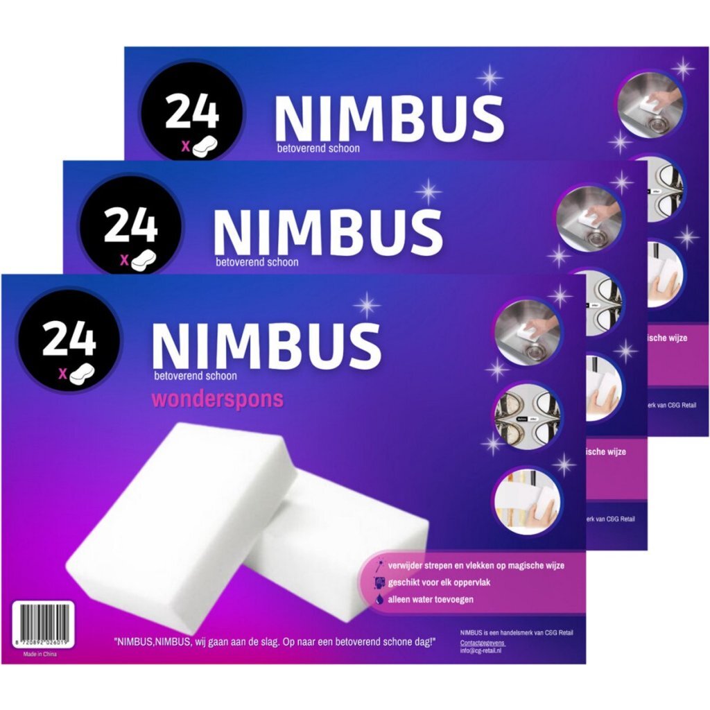 Nimbus Wonder Sponge 72 Pieces - Chemical-Free Cleaning - Durable