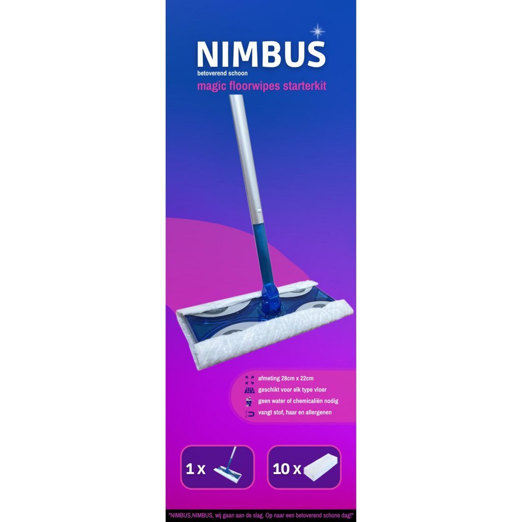 Nimbus Magic Floor Wiper Starter Kit - Includes 10 Dry Cloths