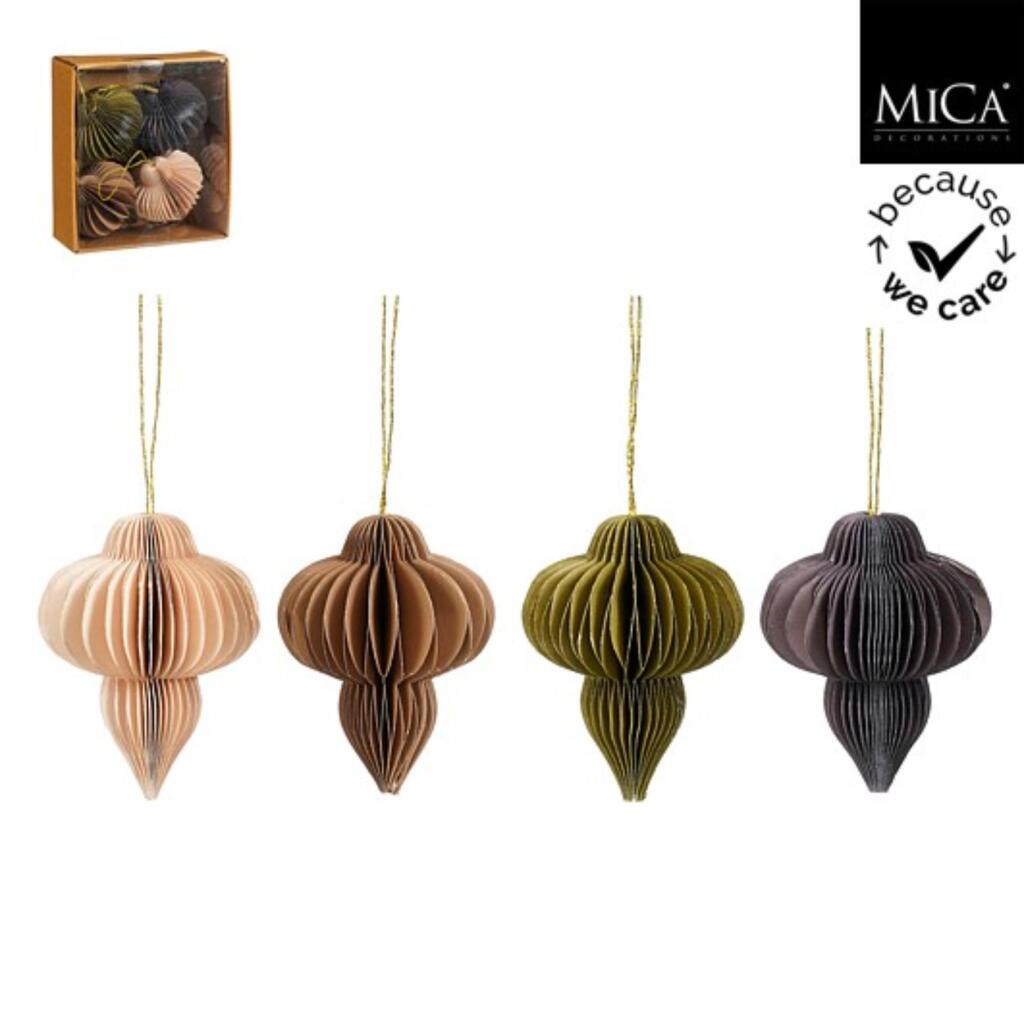 Mica Decorations Paper Onion Drop 10x8 cm Earth Tones 4 Pieces