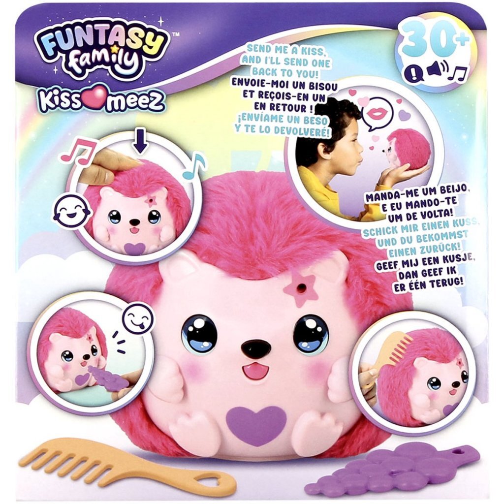 Jumbo Funtasy Family Plush Kiss Meez Hedgehog + Sound Effects