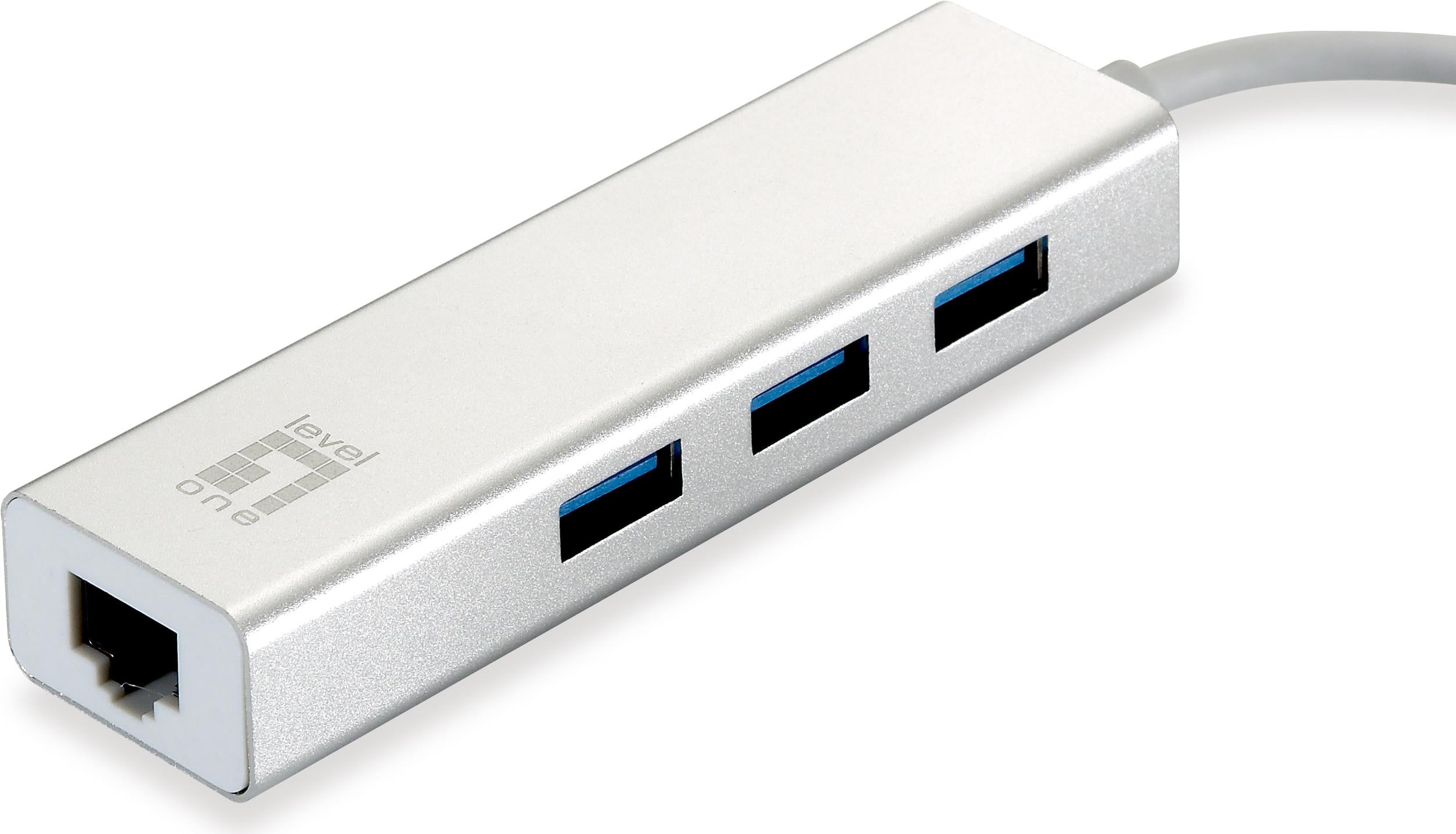 LevelOne USB-0503 Hub 3 x SuperSpeed USB3.0 + 1 x 10/100/1000 Desktop - (USB-0503)