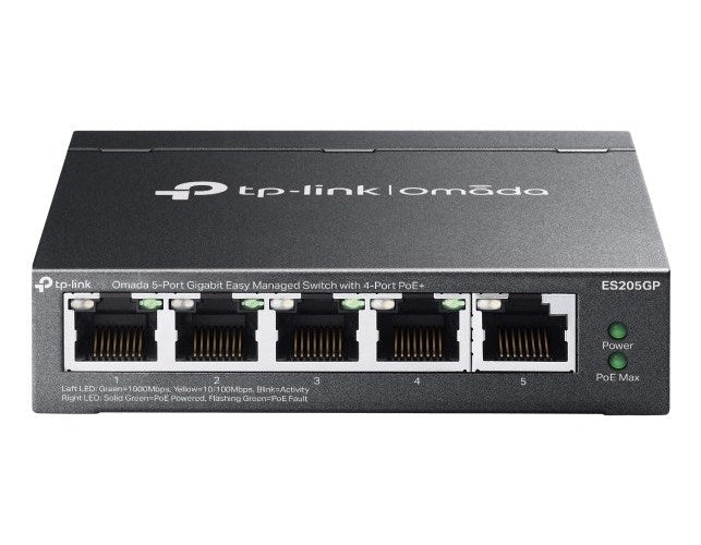 TP-Link Omada ES205GP V1 - Switch - managed - 4 x 10/100/1000 (PoE+) + 1 x 10/100/1000 - Desktop, wandmontierbar - PoE+ (65 W) (ES205GP) - 8885020620931 - image 1