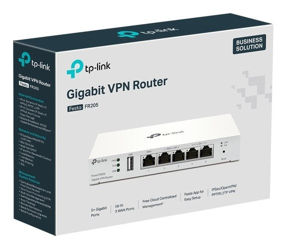 TP-Link Festa FR205 V1,2 - Router 4-Port-Switch - 1GbE - WAN-Ports: 3 - wandmontierbar (FESTA FR205) afbeelding 6
