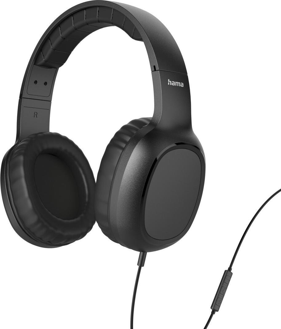 Hama Fun II on-ear headphones with microphone, single-sided cable, 3.5 mm jack, black (00221784)