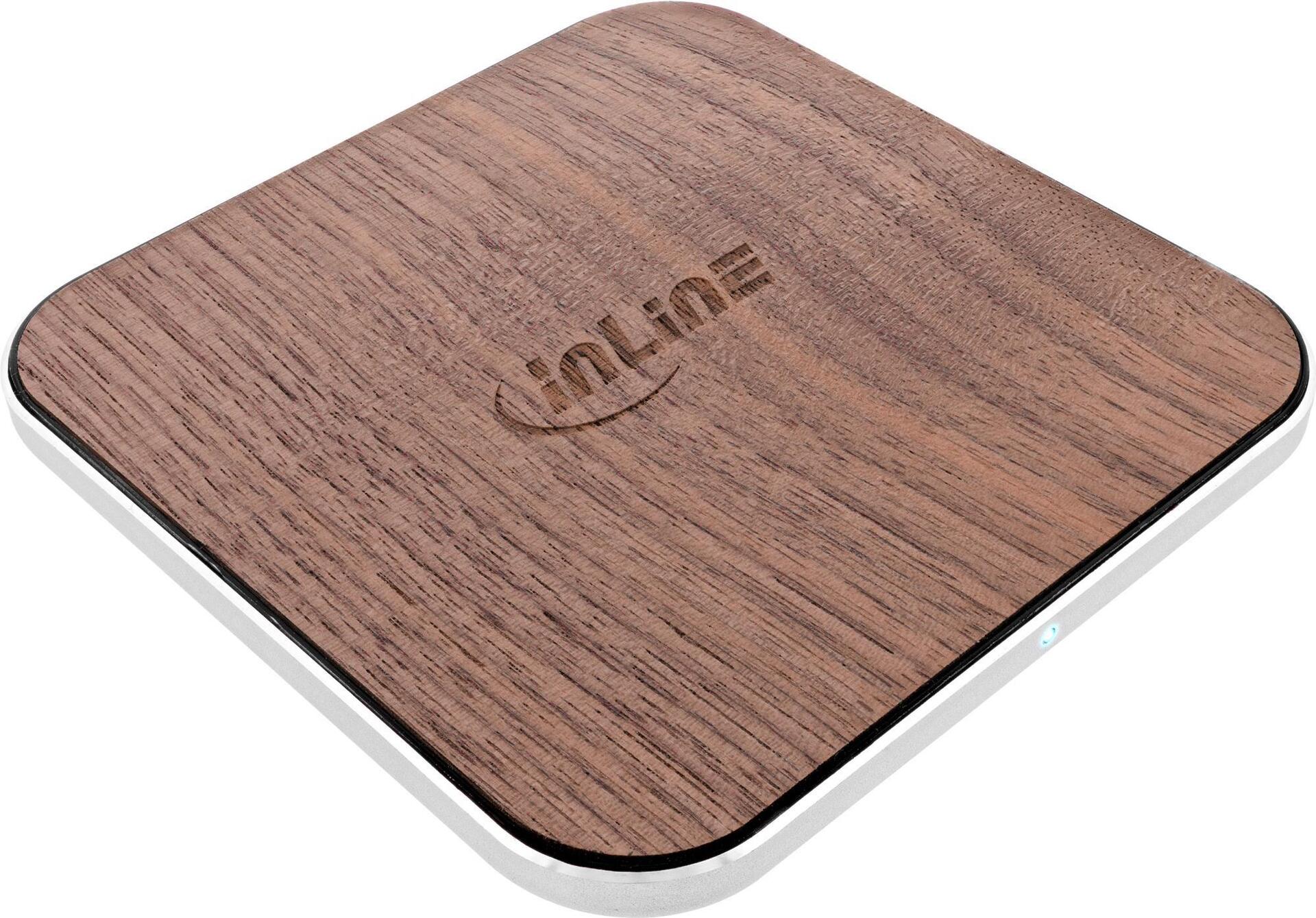 InLine® Qi Woodcharge Wireless Fast Charger, 5/7.5/10W/15W, Type-C (33393X)